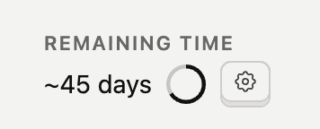 Running time indicator showing remaining days and progress