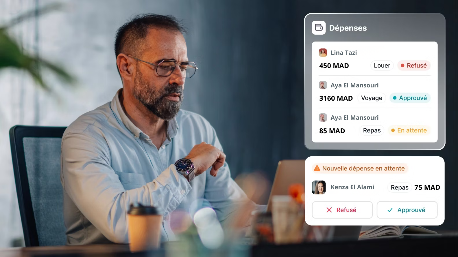 Interface Factorial dédiée au suivi financier et IT des collaborateurs