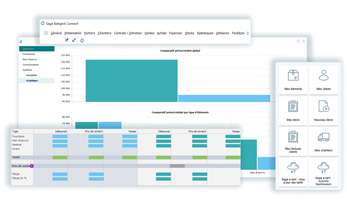Logiciel Batigest ERP pour le BTP — gestion de chantiers et déboursés d'ouvrages
