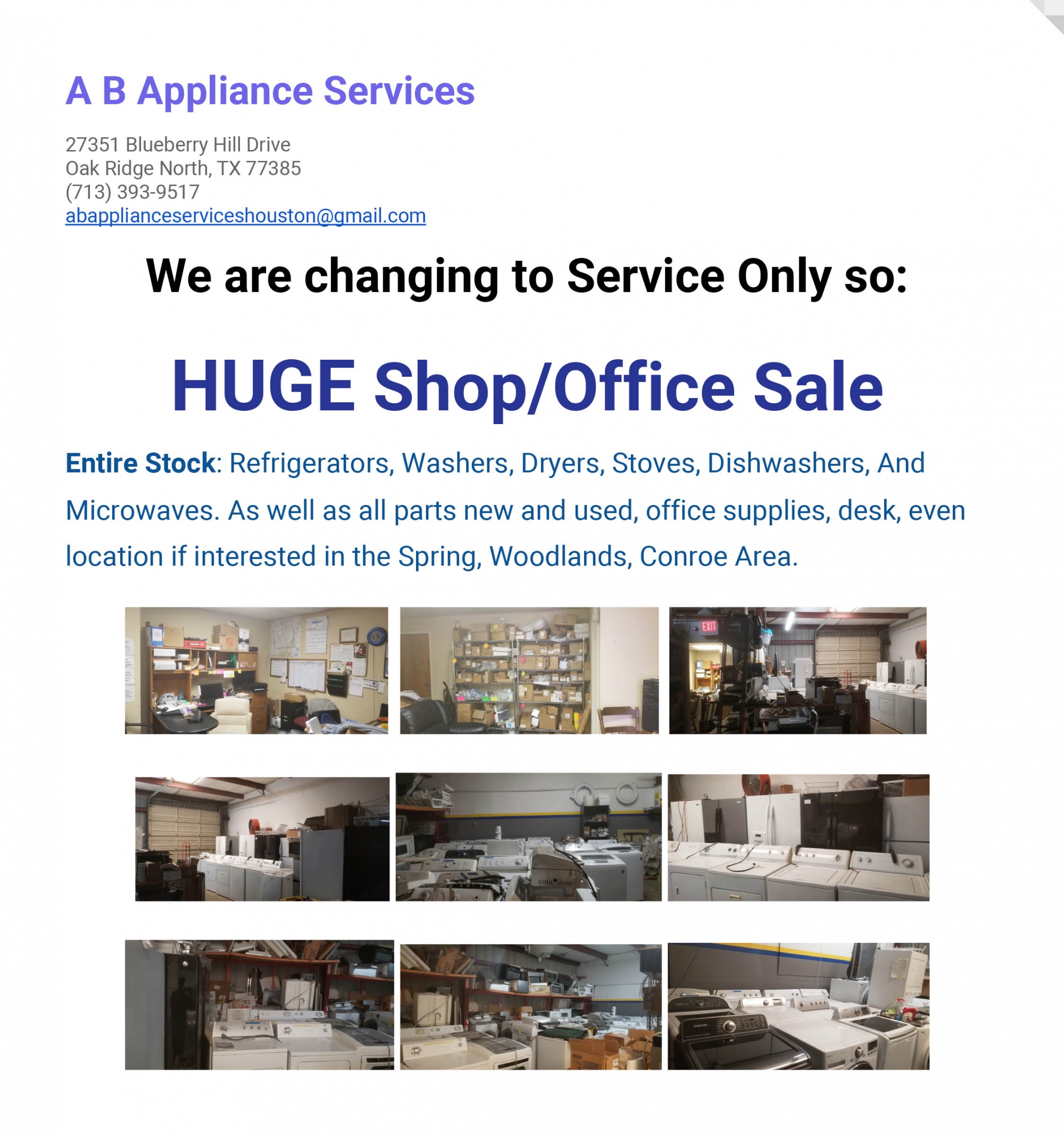 Appliances For Sale FLyer