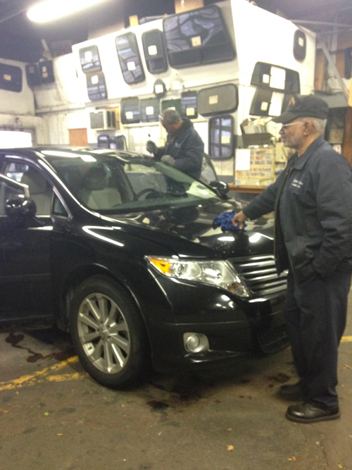 repairing a car windshield