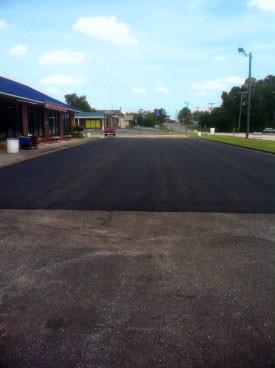 Newly-paved parking lot