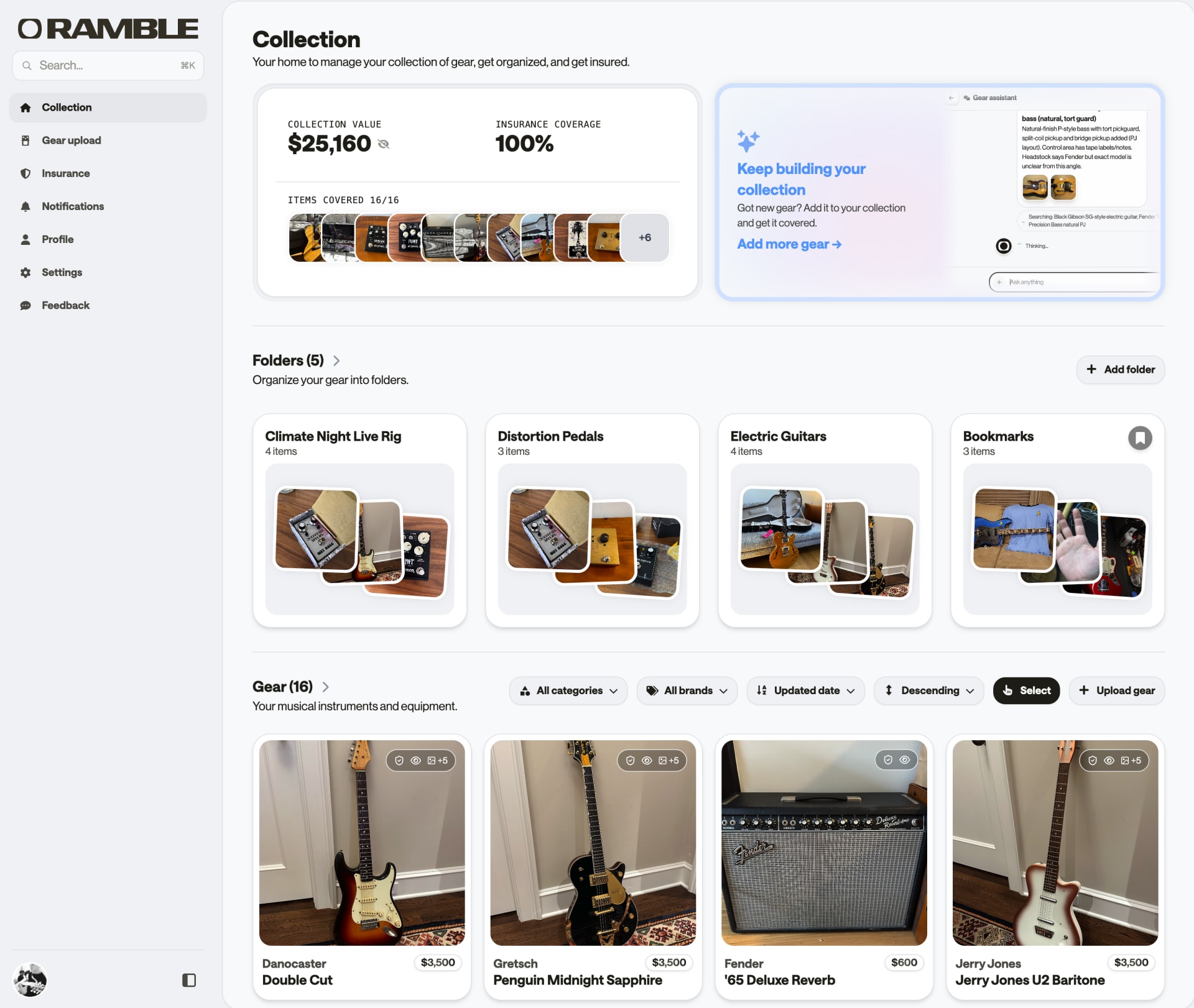 Ramble dashboard