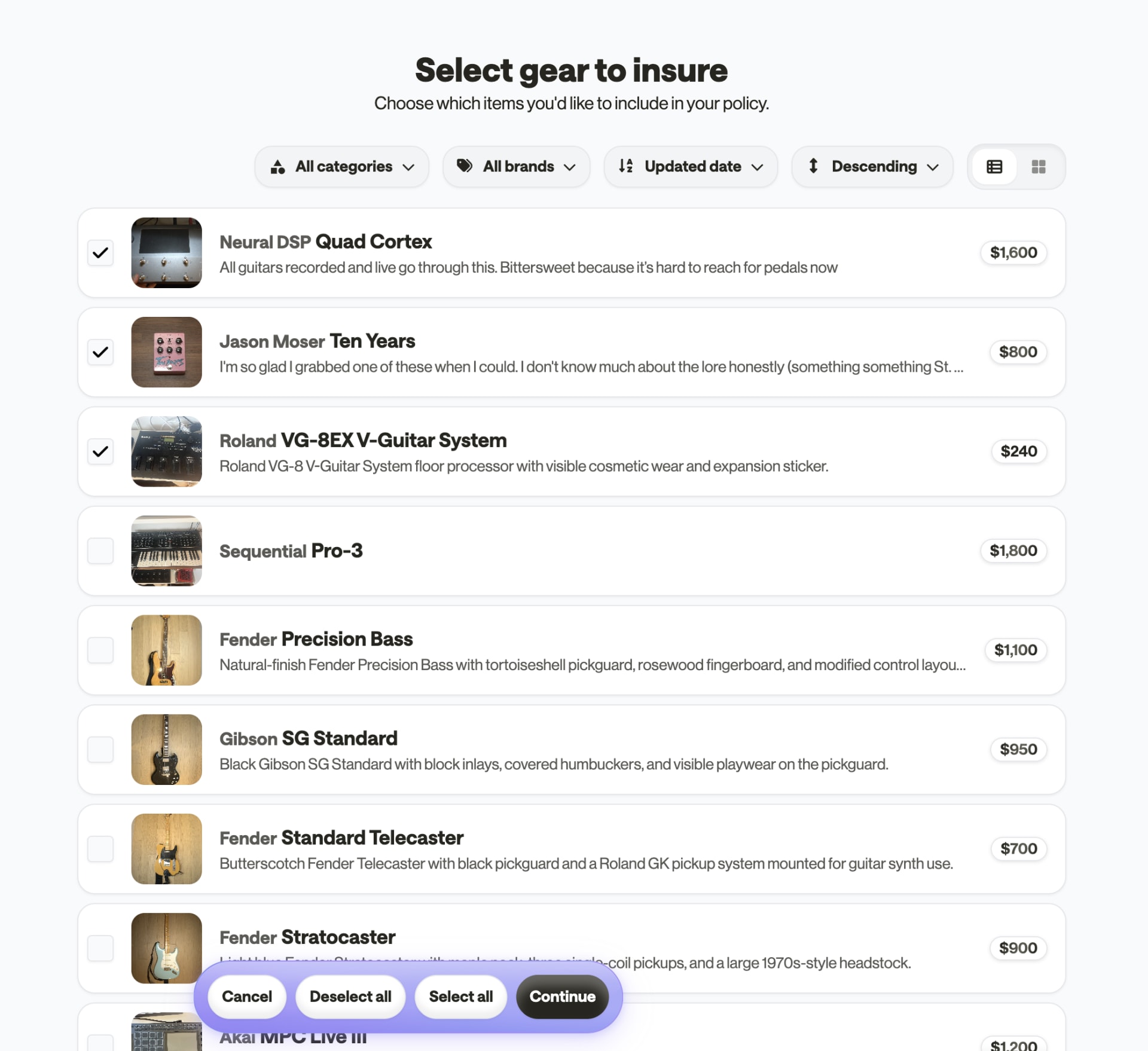 Ramble gear selection and coverage
