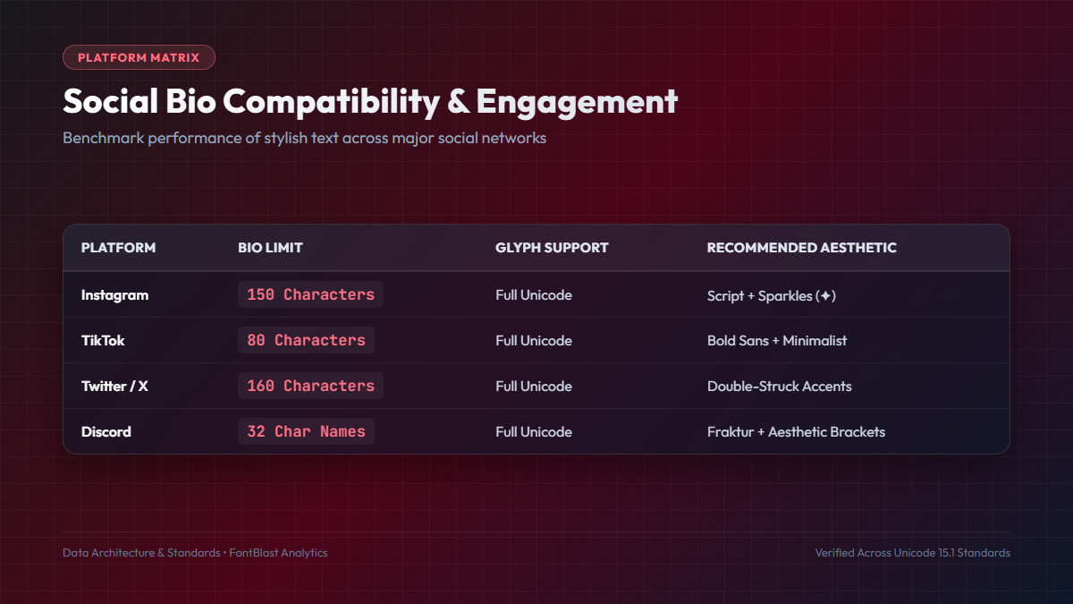 stylish text generator copy and paste social bio compatibility matrix