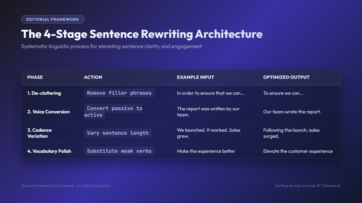 sentence rewriter free 4 stage editorial framework diagram