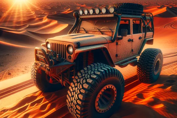 Scenic Desert Sunset: Riding the Dunes:
