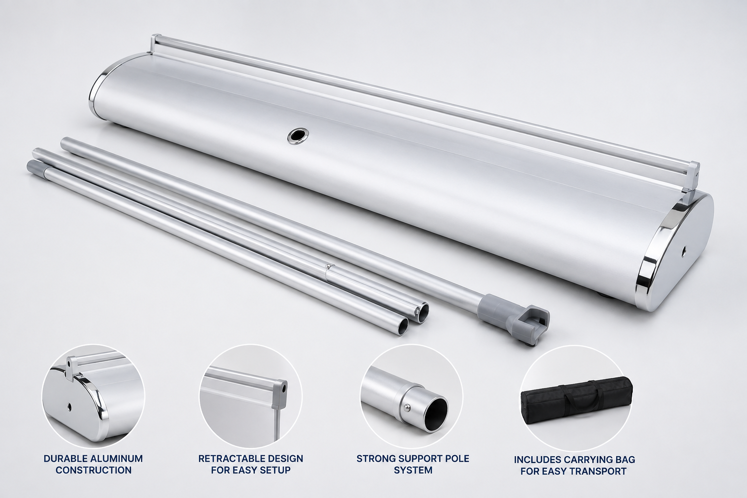 Aluminum Retractable Banner Stand – 33" × 80" (Stand Only)