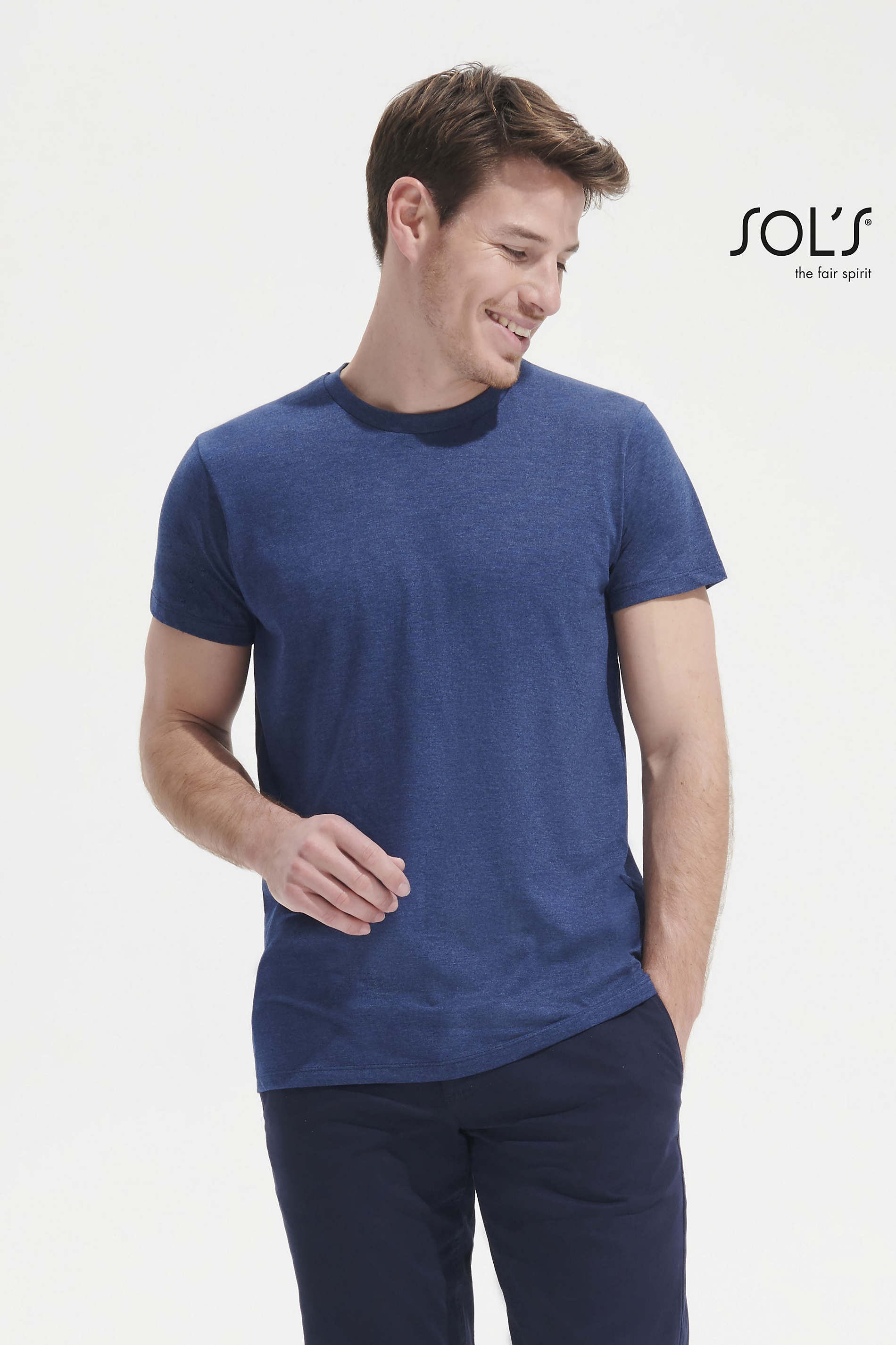 Regent Fit indossata, denim mélange