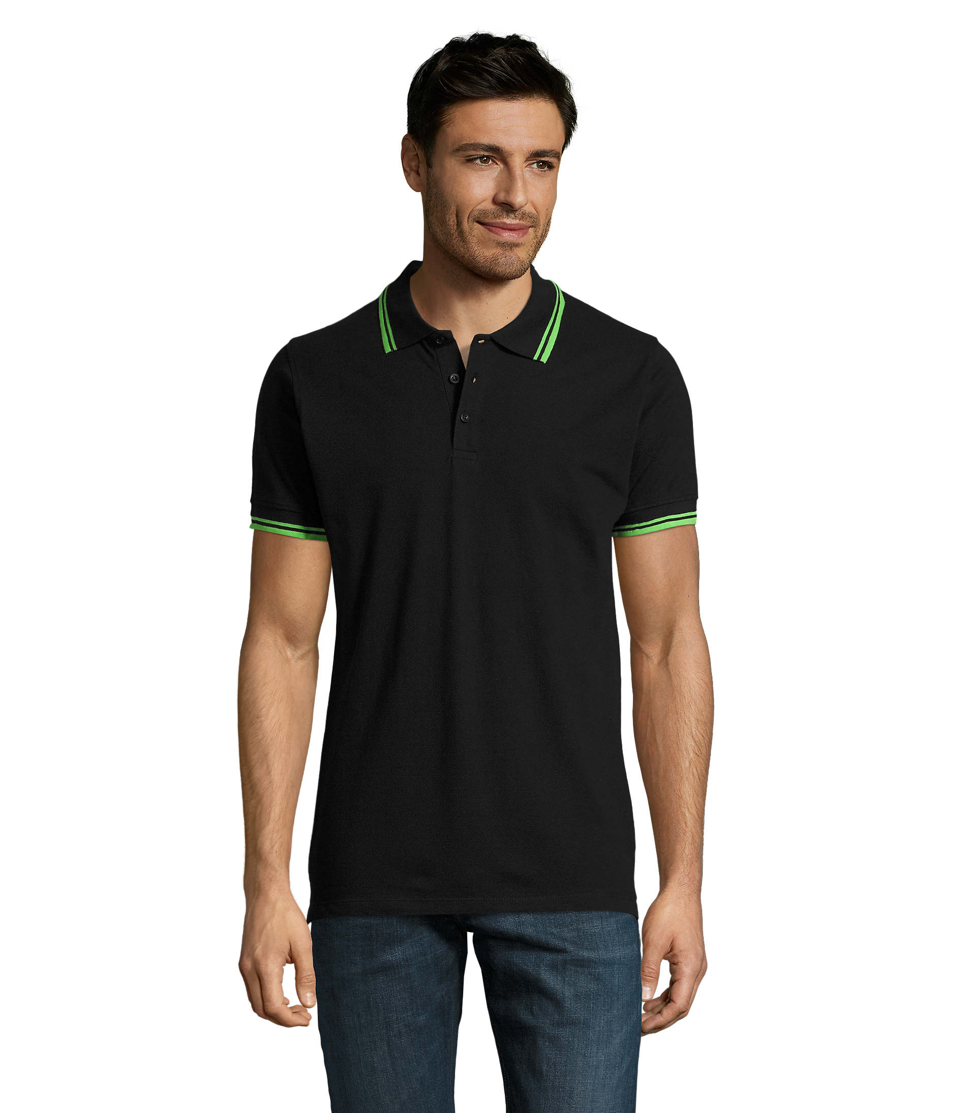 Pasadena Men indossata, nero con righe verde lime