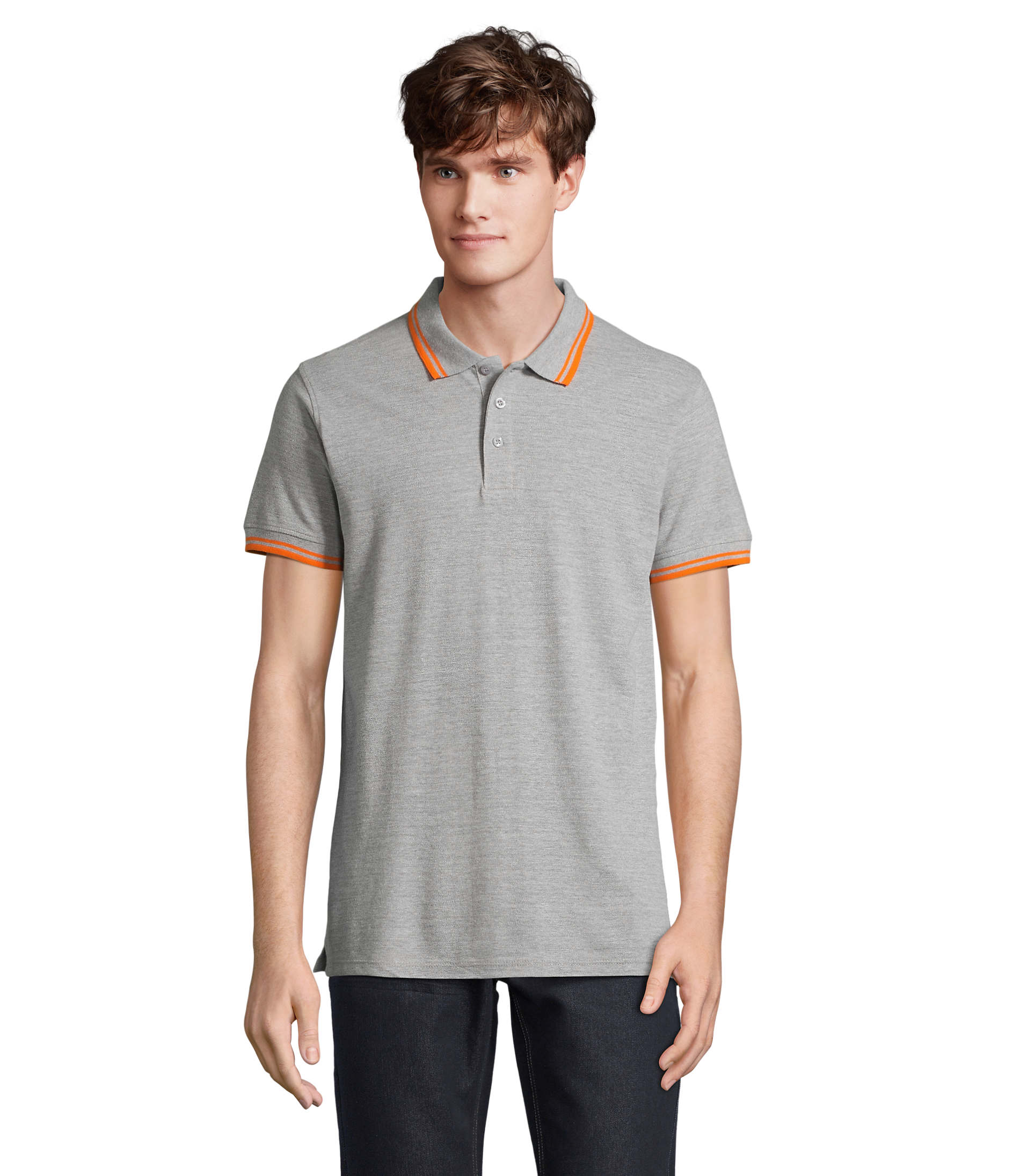 Pasadena Men indossata, grigio medio mélange con righe arancio