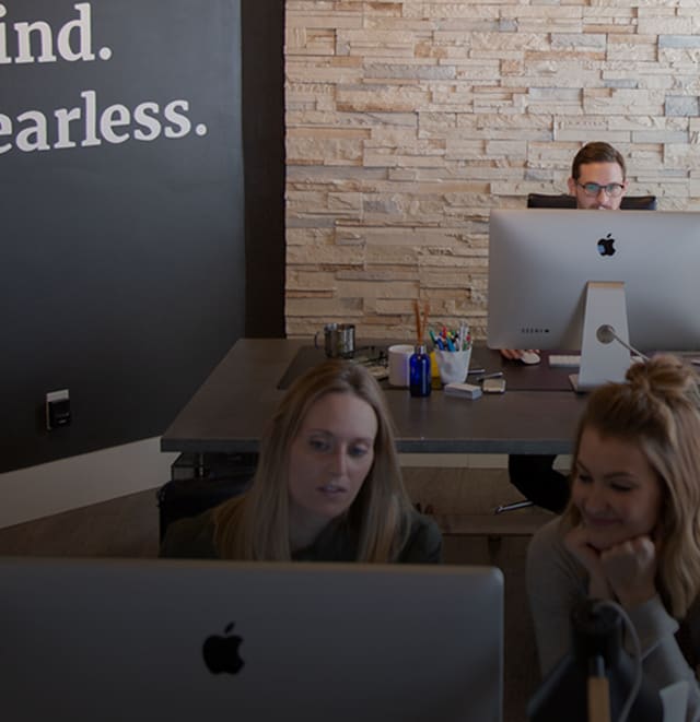 Small leverage team working in the office