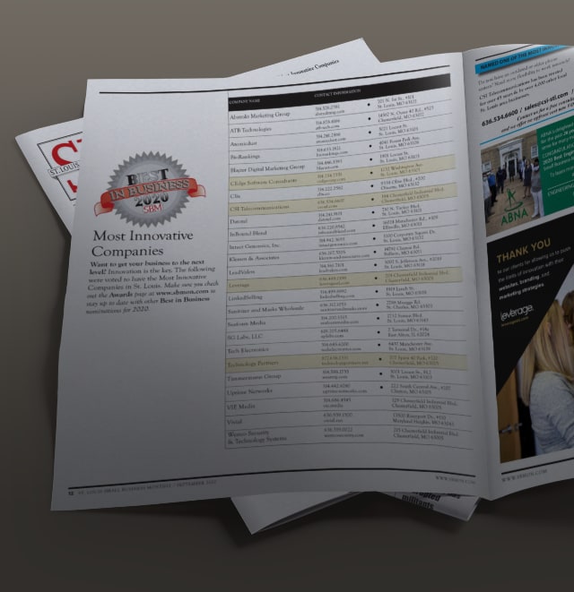 Most Innovative Award in Small Business Monthly newspaper