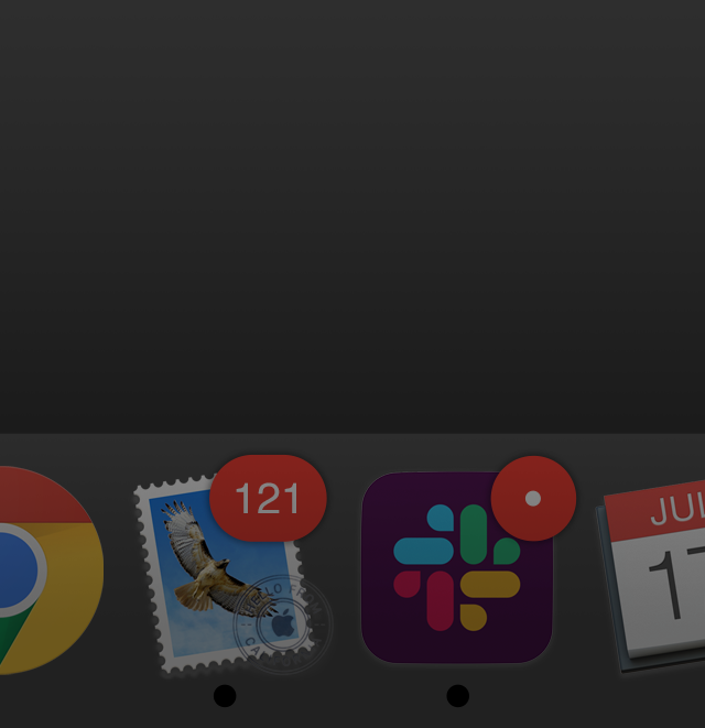Screenshot of a dock on Mac with badge notification