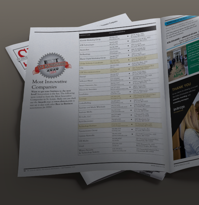 Most Innovative Award in Small Business Monthly newspaper