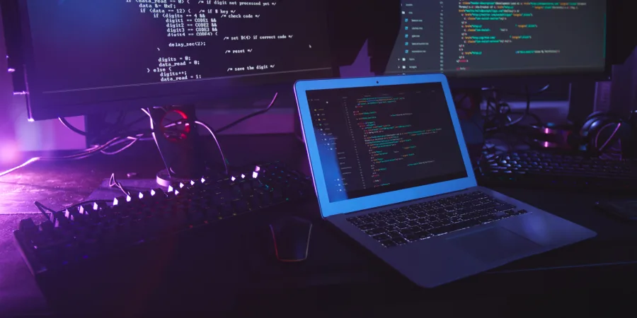 Laptop sitting on a desk