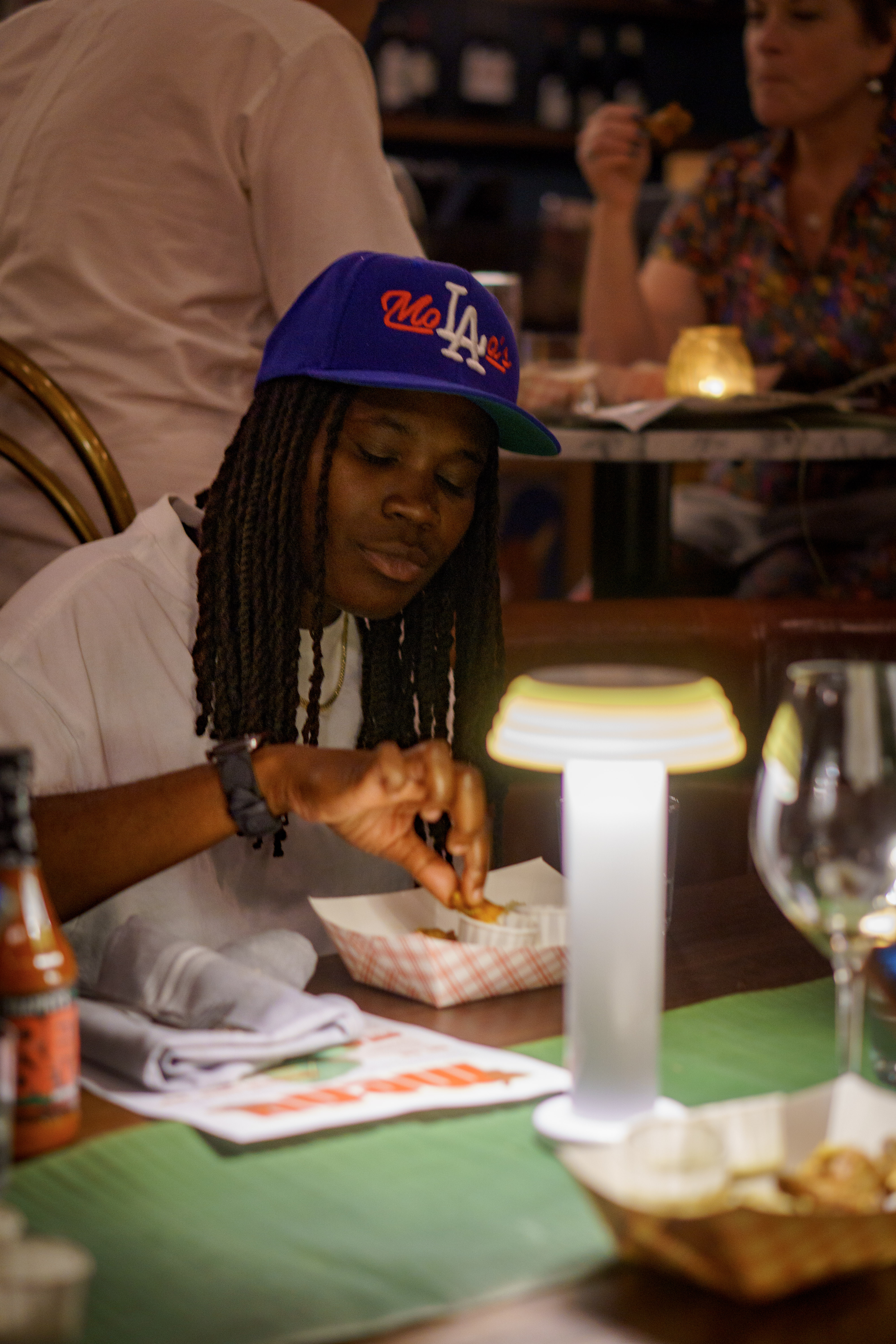 Guests eating