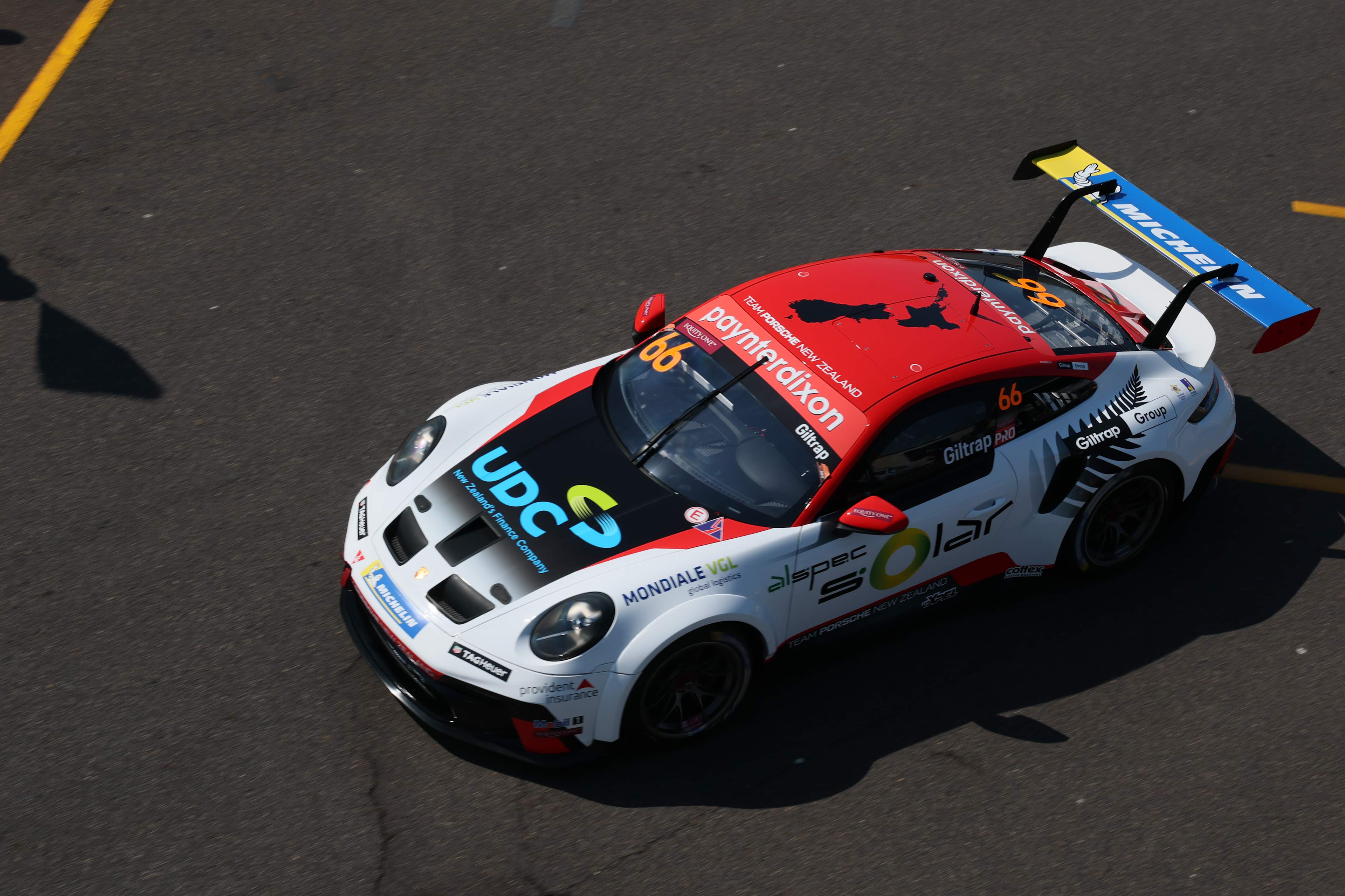 Marco Giltrap racing in Porsche Carrera Cup Australia