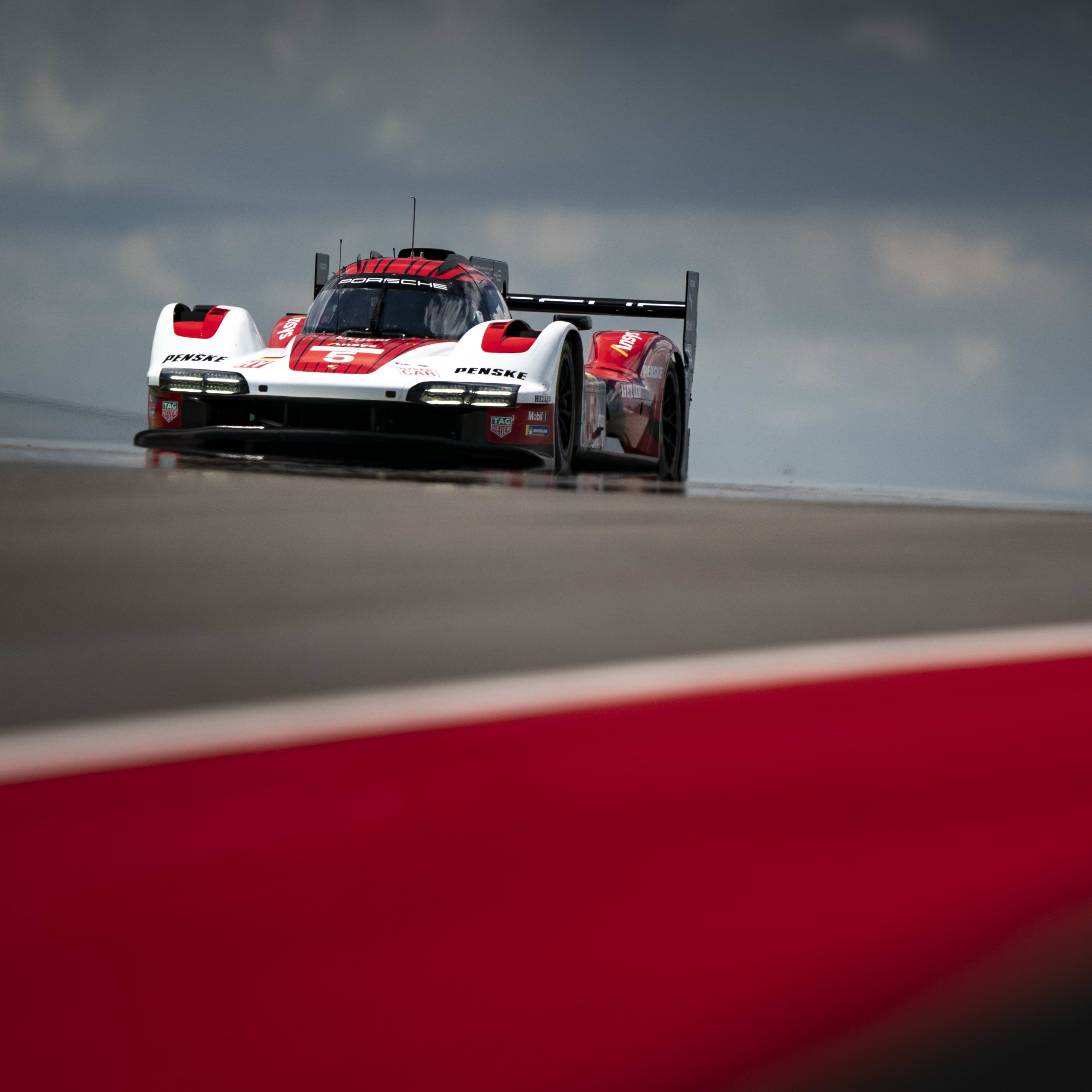 The #5 Porsche Penske Motorsport car takes part in the Lone Star Le Mans