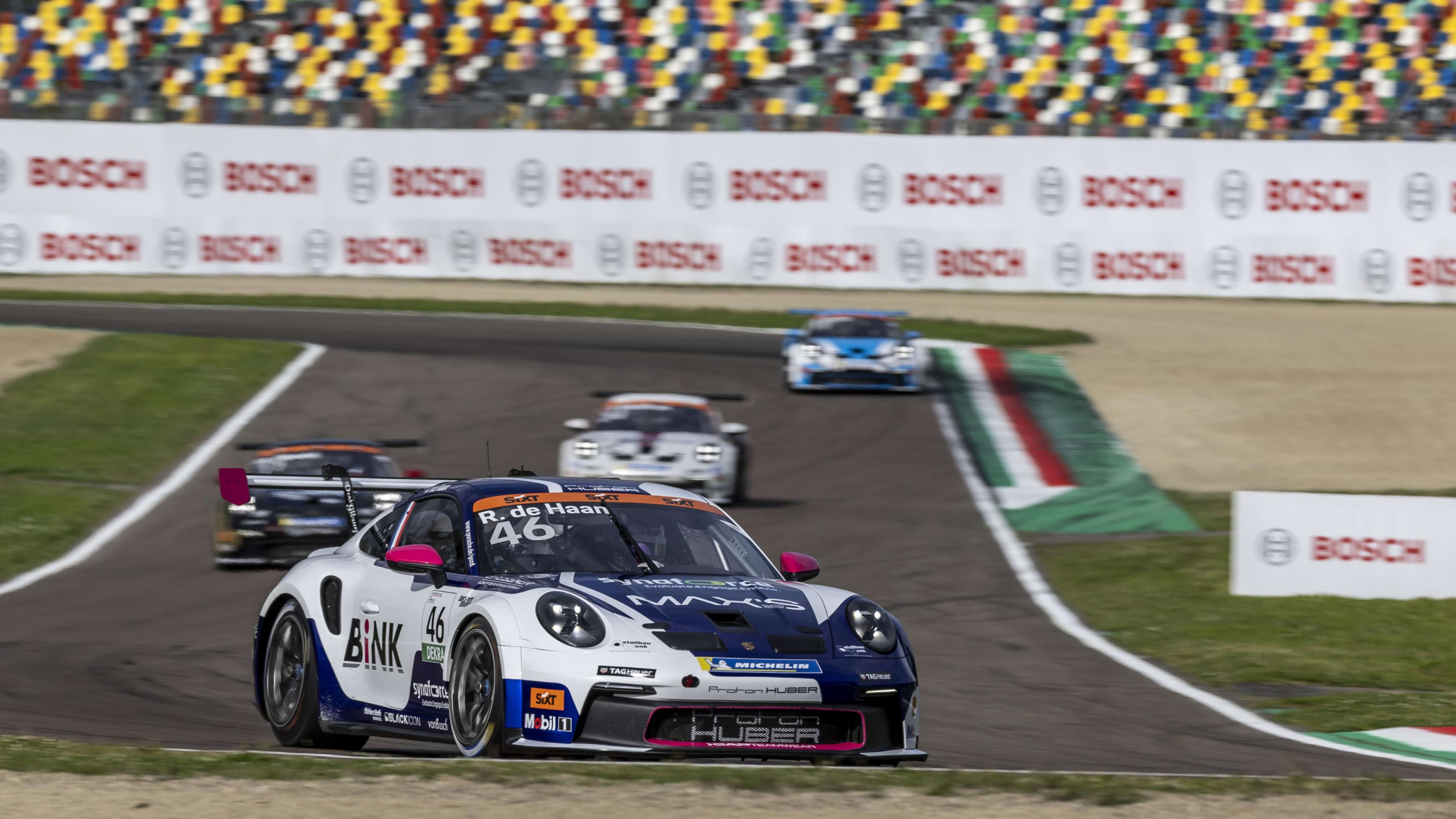 Der Porsche 911 GT3 Cup von Robert de Haan auf der Rennstrecke  in Imola
