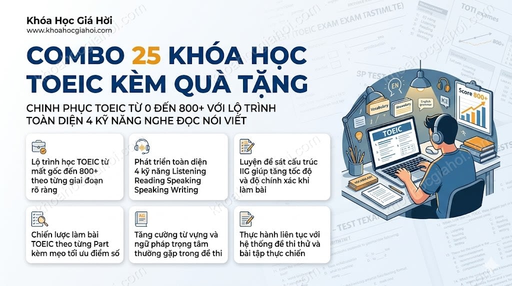 Combo 25 Khóa Học Toeic Kèm Quà Tặng