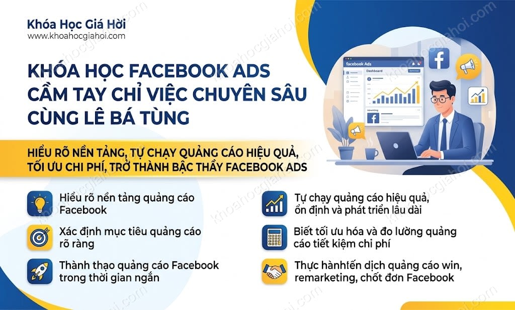 Khóa Học Facebook Ads Cầm Tay Chỉ Việc Chuyên Sâu Cùng Lê Bá Tùng