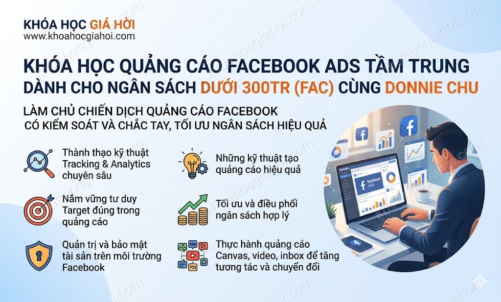 Khóa Học Quảng Cáo Facebook Ads Tầm Trung Dành Cho Ngân Sách Dưới 300tr (FAC) Cùng Donnie Chu