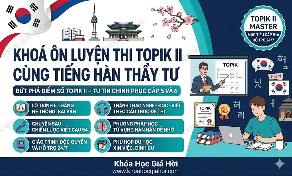 Khoá Ôn Luyện Thi Topik II (cấp 3,4,5,6) Cùng Tiếng Hàn Thầy Tư