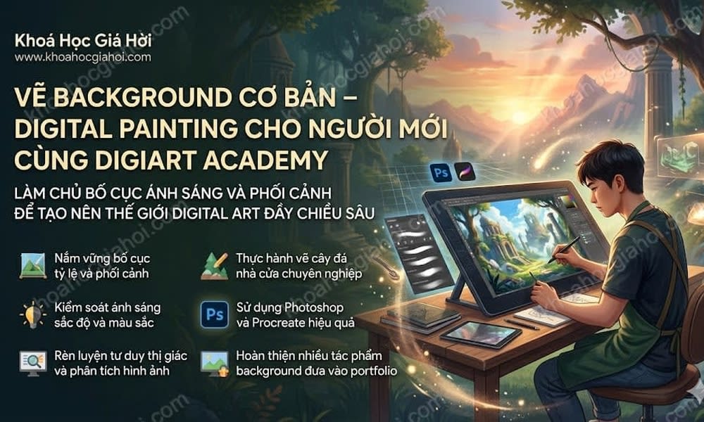 Khoá Học Vẽ Background Cơ Bản – Digital Painting Cho Người Mới Cùng Digiart Academy