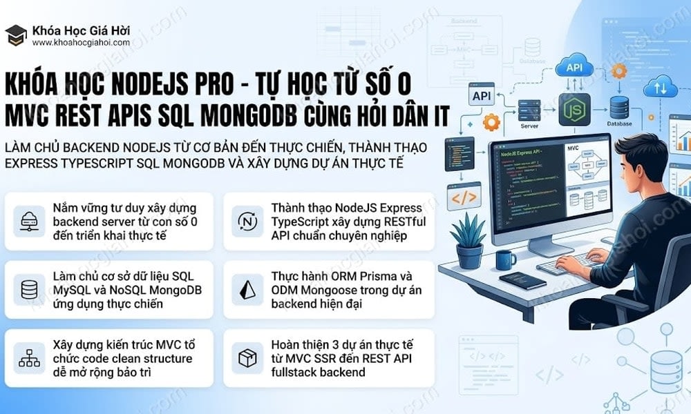 Khóa Học Nodejs Pro - Tự Học Từ Số 0 (Mvc, Rest Apis, Sql/mongodb) Cùng Hỏi Dân IT
