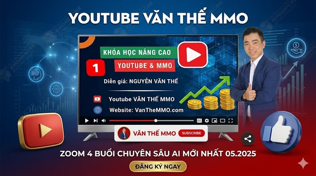 Khóa Học Youtube AI Cùng Văn Thế MMO – Zoom Chuyên Sâu AI 05.2025