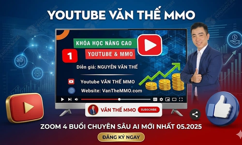 Khóa Học Youtube AI Cùng Văn Thế MMO – Zoom Chuyên Sâu AI 05.2025