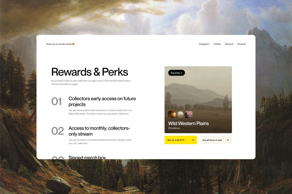 Rewards and Perks alongside Top Picks Carousel Desktop