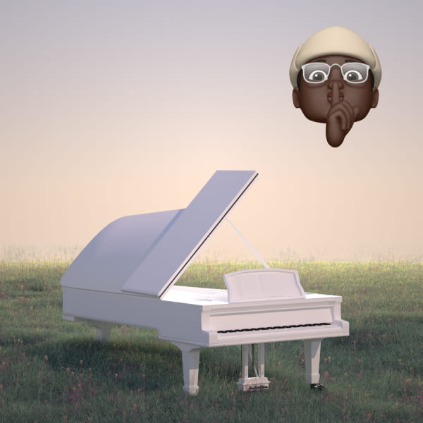 Memoji of ROJ with one his renders in the background