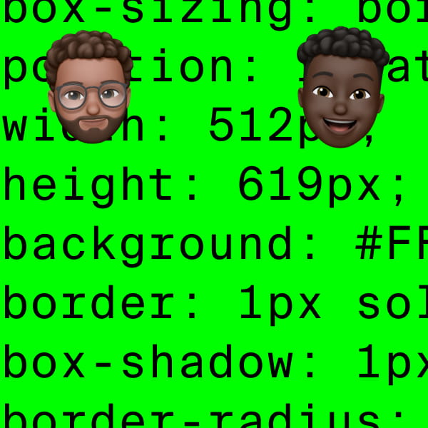Memojis of Seyi and Nifemi with a code snippet in the backgroun