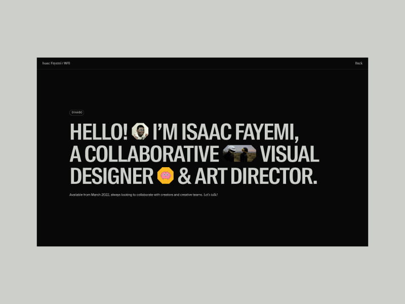 Screenshot from Isaac's portfolio website