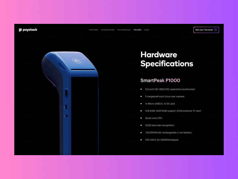 Screenshot from the Terminal website