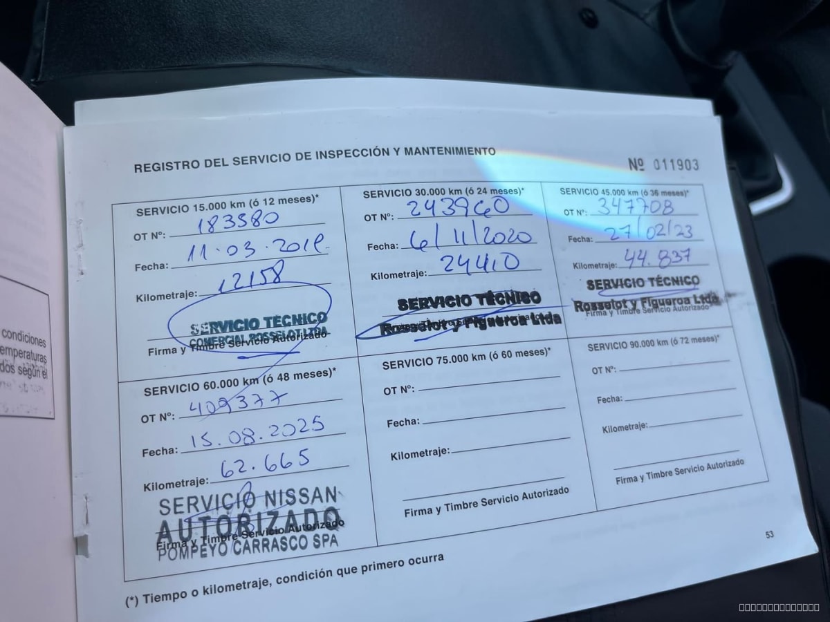 Kia Sportage 2.0 6MT 2018 - Documento de registro de servicio técnico con fechas y kilometraje.