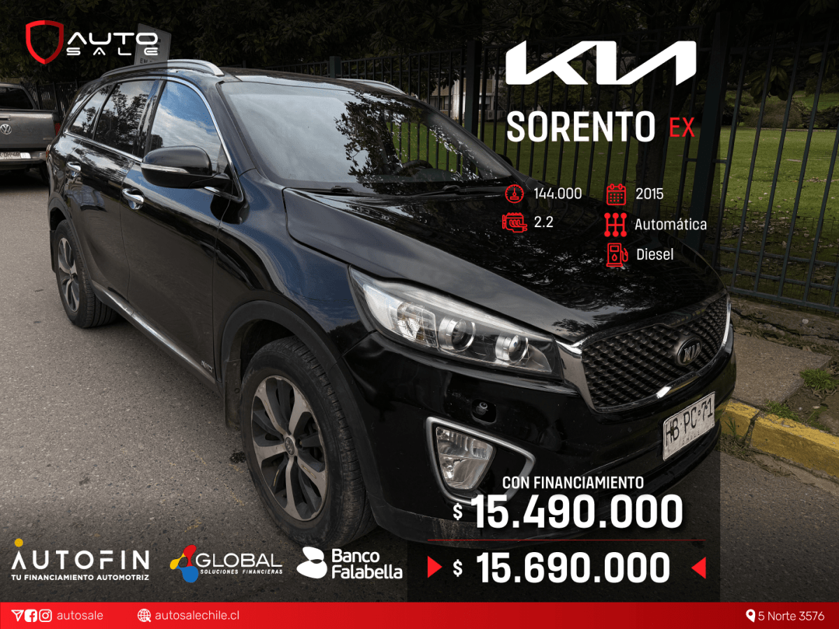 2015 Kia Sorento Negro - Imagen 1