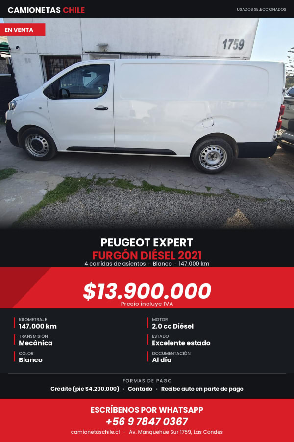 2021 Peugeot Expert en venta - Valparaíso