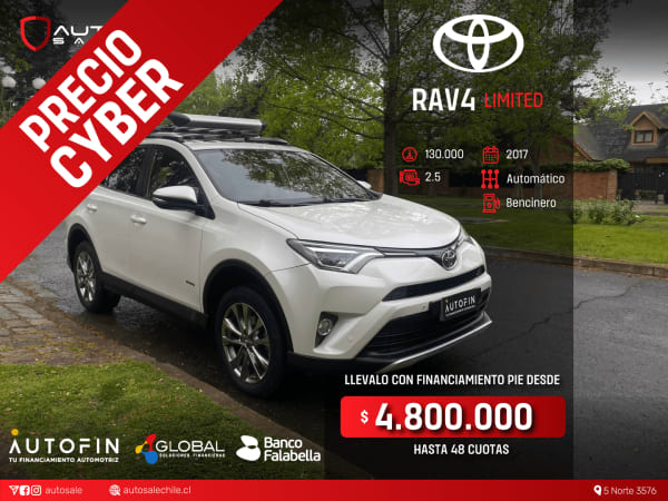 2017 Toyota Rav4 Limited en venta - Maule