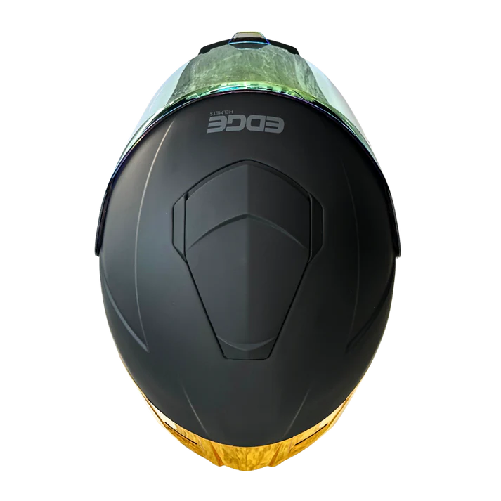 Casco Edge Integral Shanghai Solido Negro Accesorios Metalizados Dorado