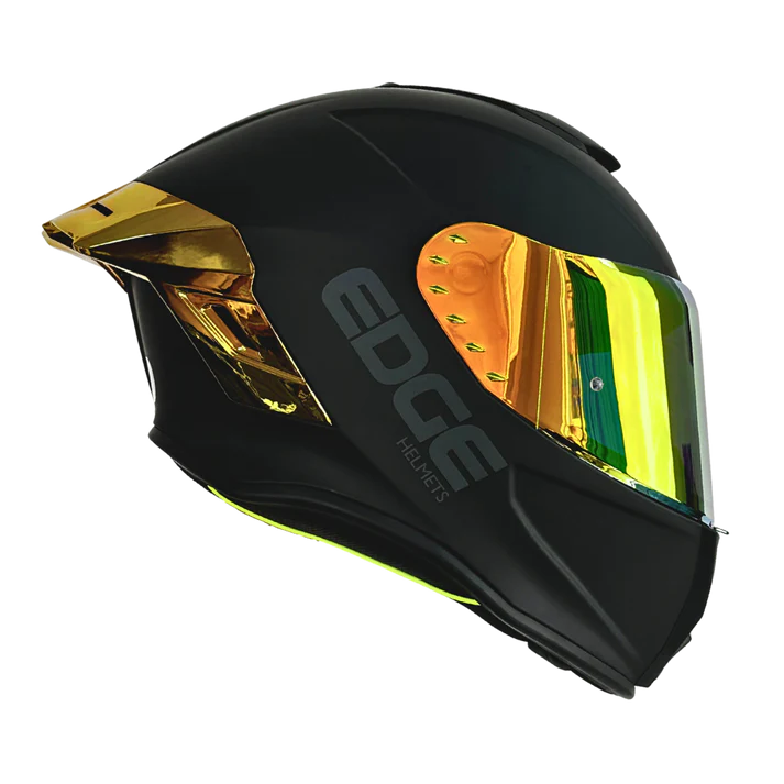 Casco Edge Integral Shanghai Solido Negro Accesorios Metalizados Dorado