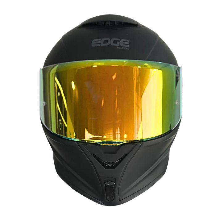 Casco Edge Integral Shanghai Solido Negro Accesorios Metalizados Dorado