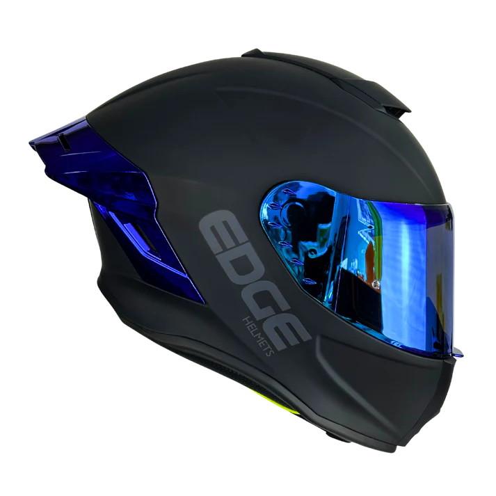 Casco Edge Integral Shanghai Solido Negro Accesorios Metalizados Azul