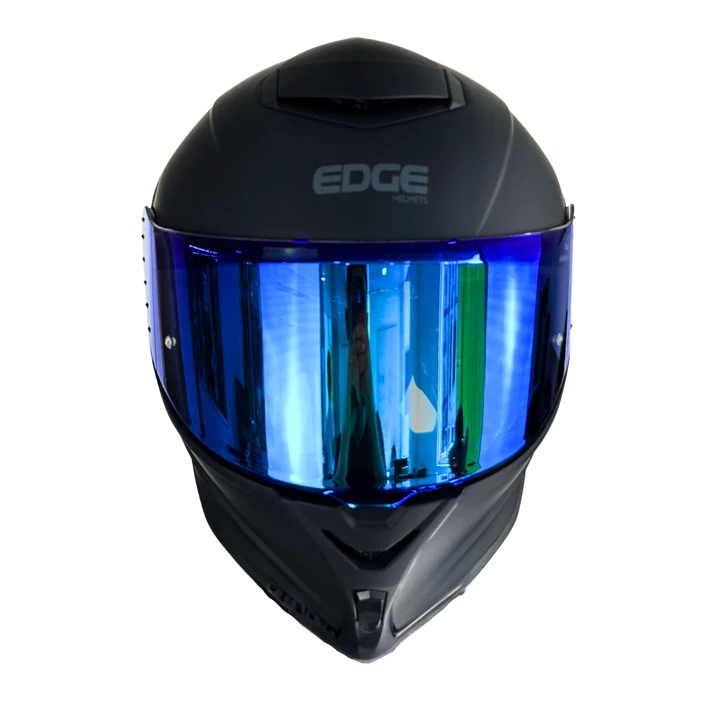 Casco Edge Integral Shanghai Solido Negro Accesorios Metalizados Azul