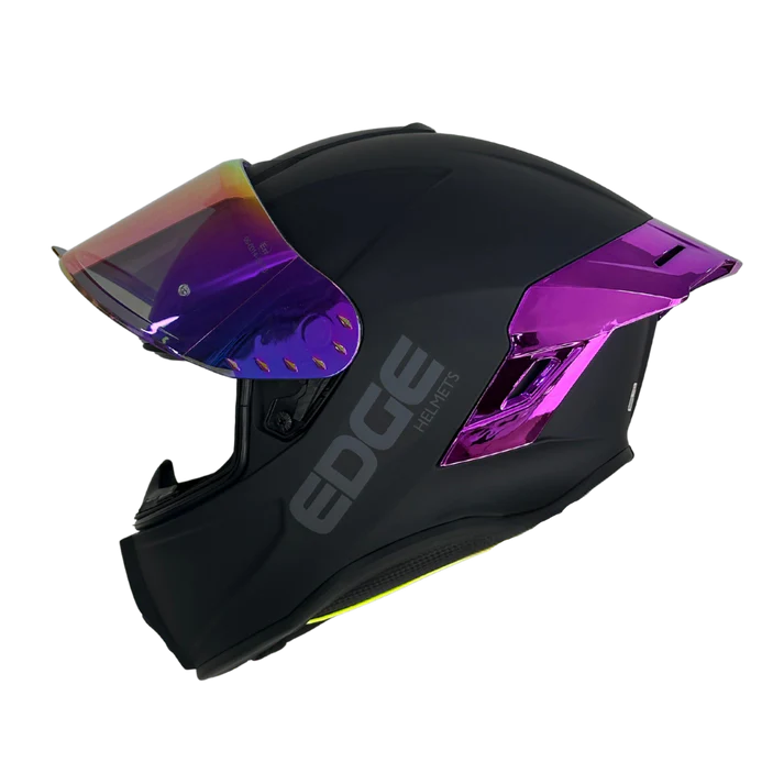 Casco Edge Integral Shanghai Solido Negro Accesorios Metalizados Morado
