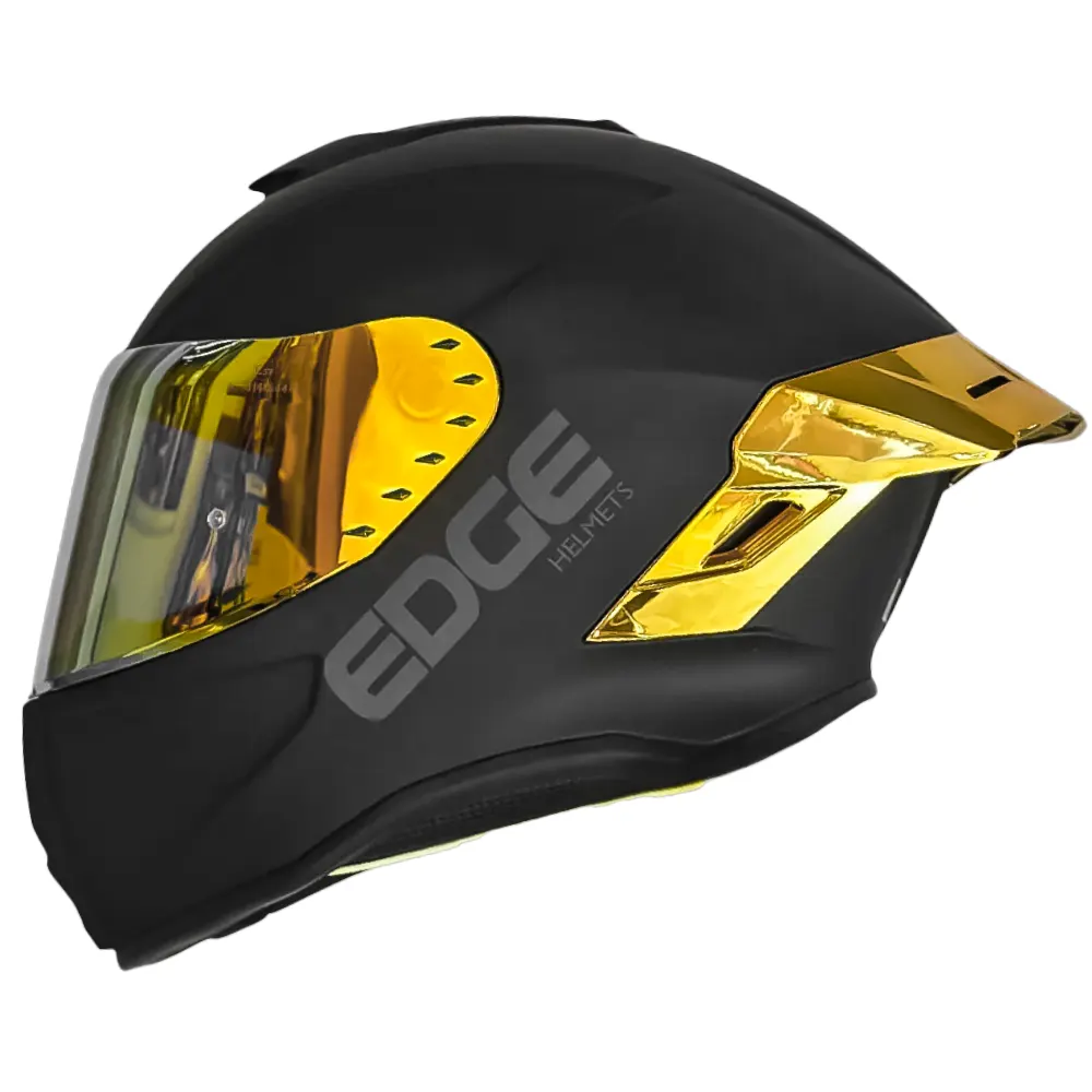 CASCO INTEGRAL Edge Integral Shanghai Solid Negro Accesorios Metalizados Dorado