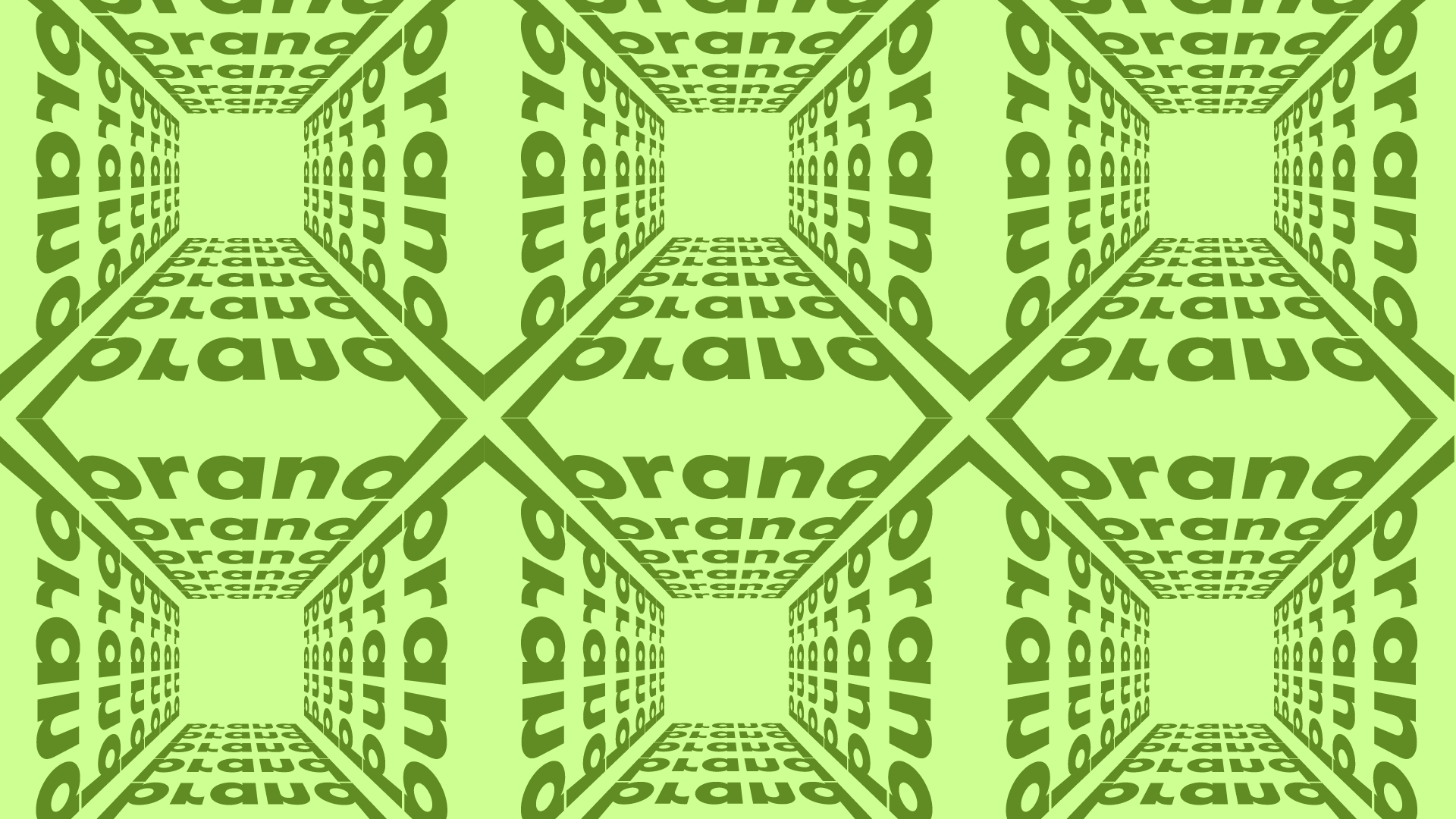 brand wording duplicated in a square and replicated to create a brand kaleidoscope effect