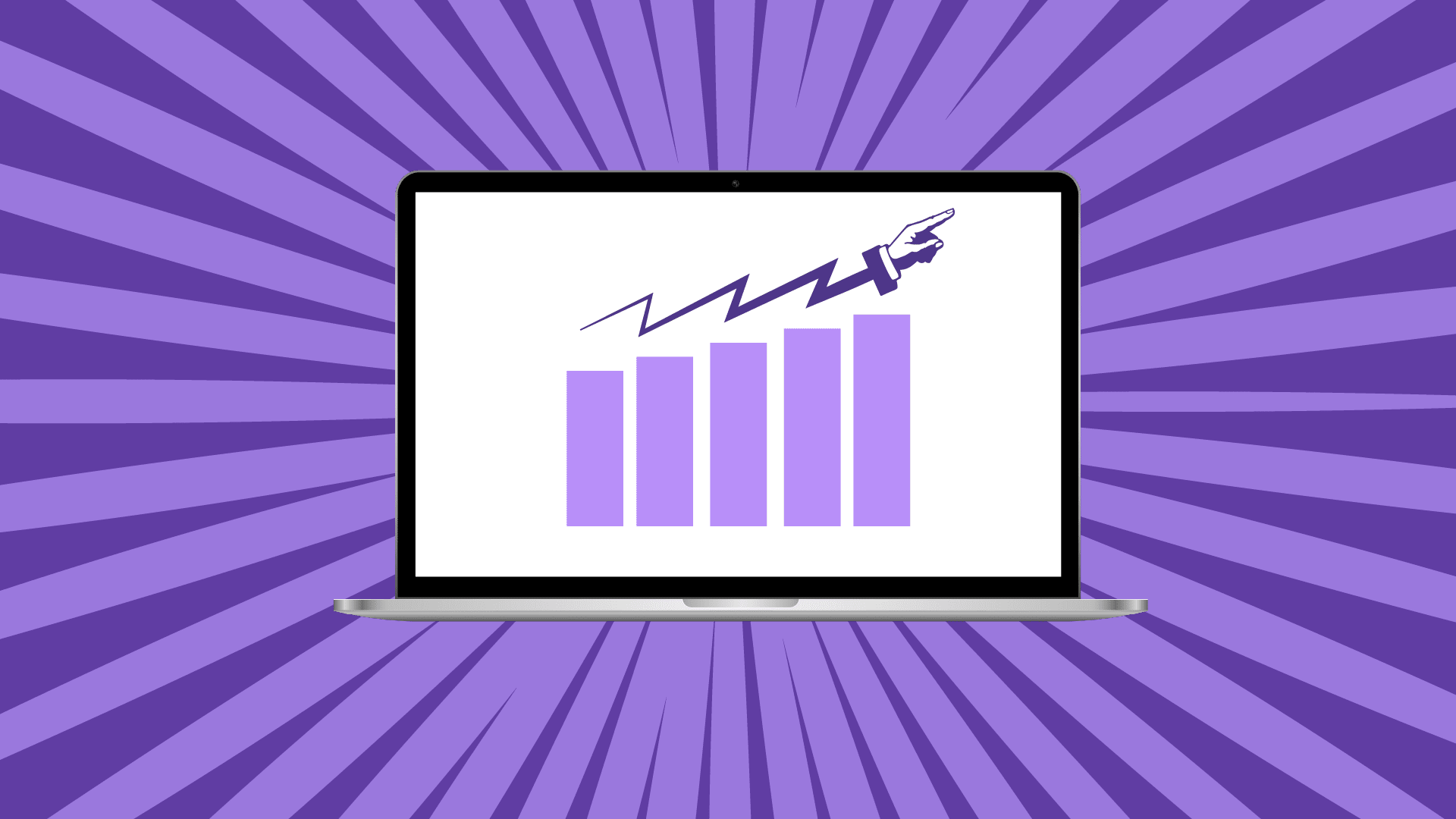 laptop with high performance chart on cartoon background